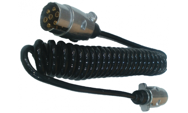Spiral Cable Complete with 7-Pin Metal Plugs 12v