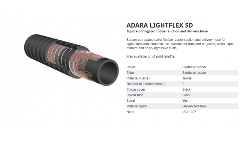 127mm Adara Lightflex Black Feed Hose
